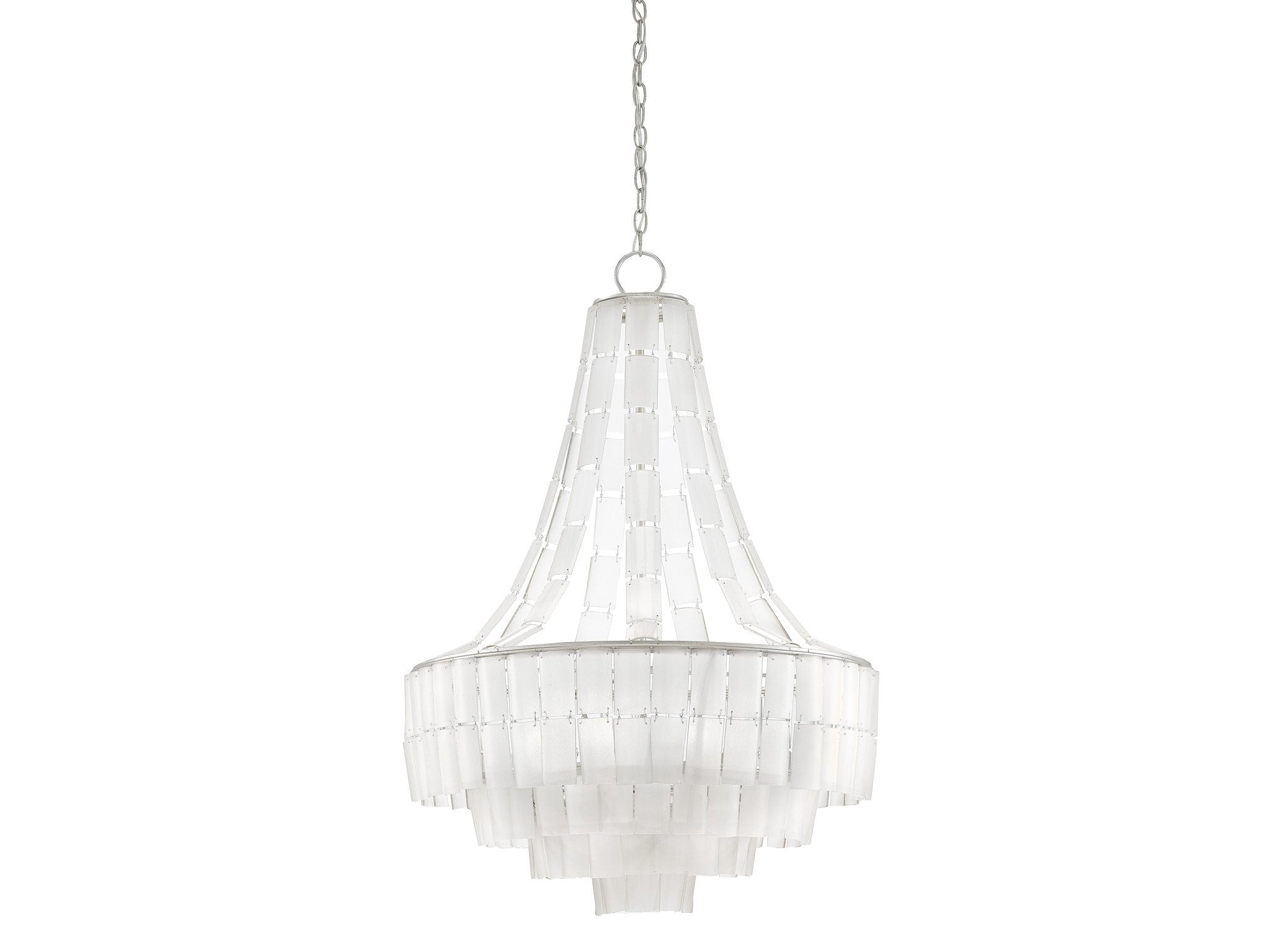 Vintner Blanc Chandelier in Contemporary Silver Leaf design by Currey and Company