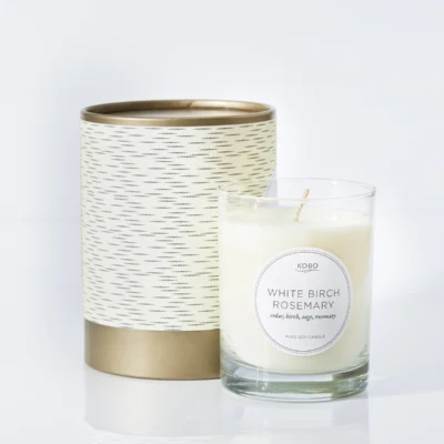 White Birch Rosemary Candle design by Kobo Candles