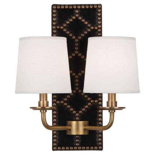 WILLIAMSBURG Lightfoot Blacksmith Black Leather Wall Sconce design by Robert Abbey