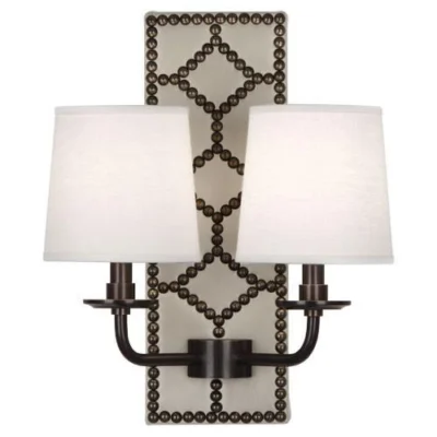 WILLIAMSBURG Lightfoot Bruton White Leather Wall Sconce design by Robert Abbey