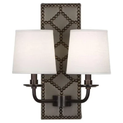 WILLIAMSBURG Lightfoot Carter Grey Leather Wall Sconce design by Robert Abbey