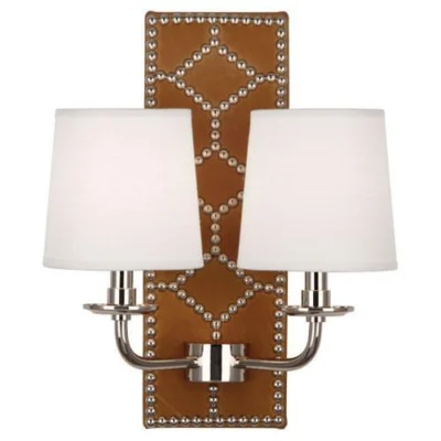 WILLIAMSBURG Lightfoot English Ochre Leather Wall Sconce design by Robert Abbey