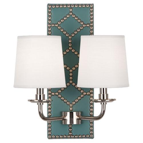 WILLIAMSBURG Lightfoot Mayo Teal Leather Wall Sconce design by Robert Abbey